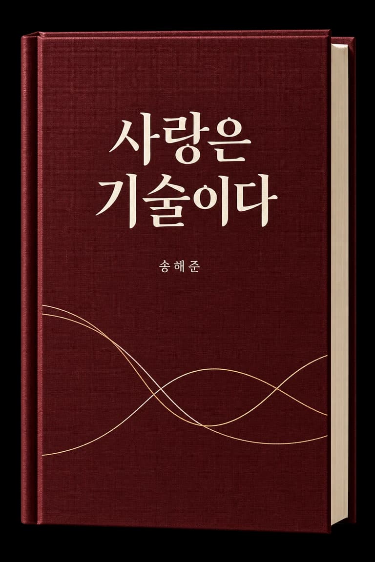 버건디 천 표지와 금박 글씨로 디자인한 사랑은 기술이다