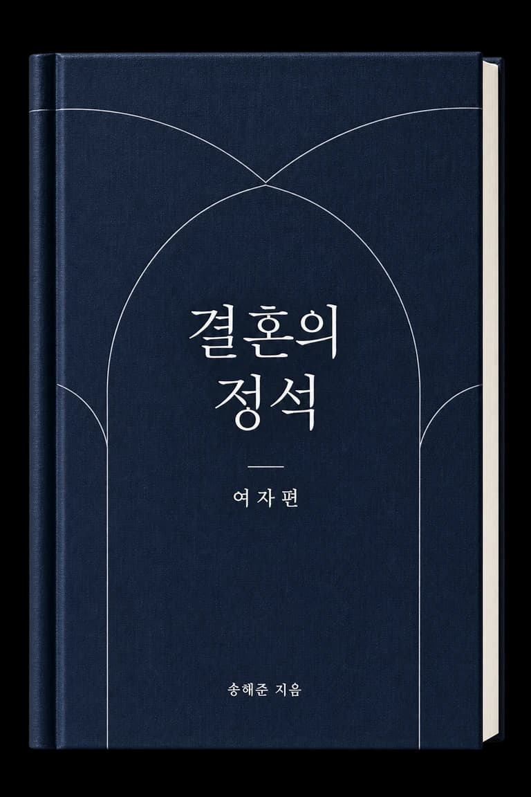 은빛 아치와 네이비 천 표지로 디자인한 결혼의 정석 여자편
